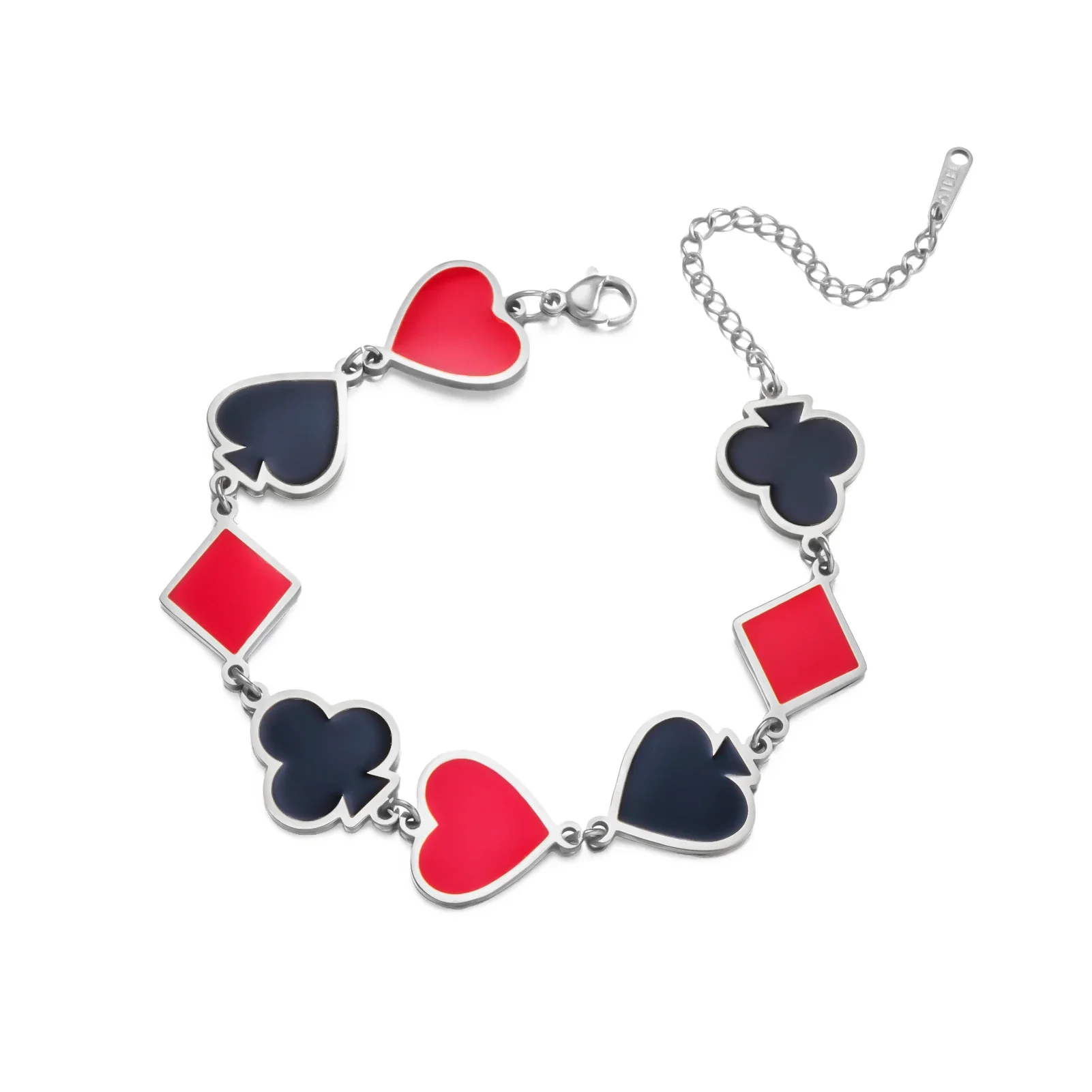 1 Stück Spielkarten-Emaille-Armband Edelstahl-Armband mit Lustigen Kartenelementen Einzigartiger Schmuck Geschenk für Frauen und Männer Großhandel – Detail 5
