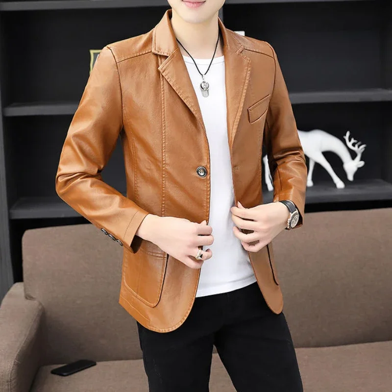 Jacket for Men Cropped Black Man Suits and Blazers Leather Short Coats Luxury Designer Elegant High Quality New in Vintage 2024