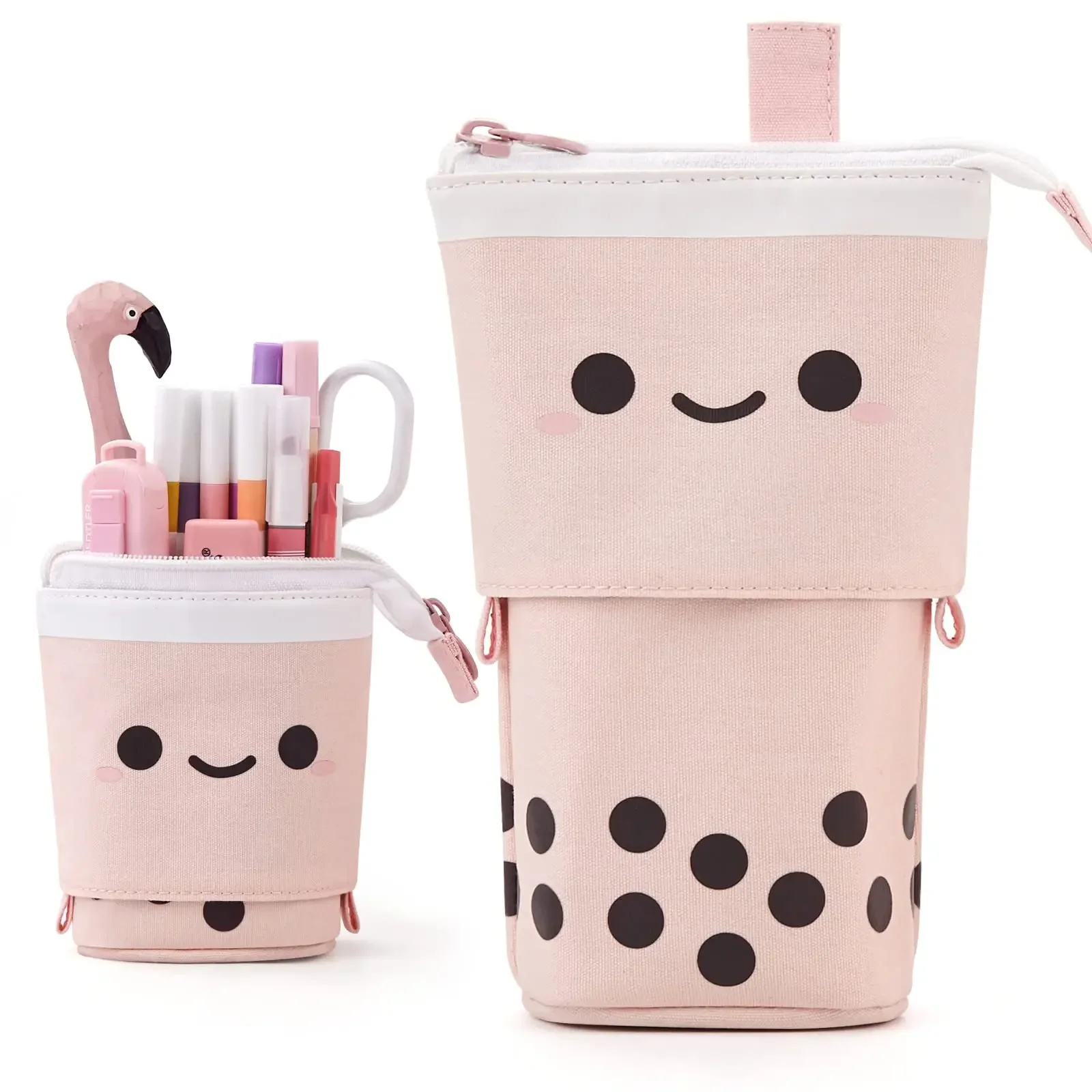 Imagem -06 - Standing Milk Tea Pencil Case Telescópico Pen Holder Bolsa de Papelaria Pen Box For School Students Material de Escritório Bolsa Bonito