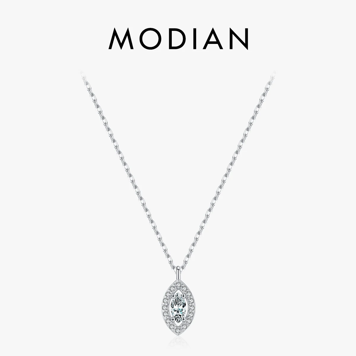 MODIAN 925 Sterling Silver Rhombus Sparkling Zirconia Pendant Necklace Trendy Gold Color Link Chain For Women Fine Jewelry Gifts