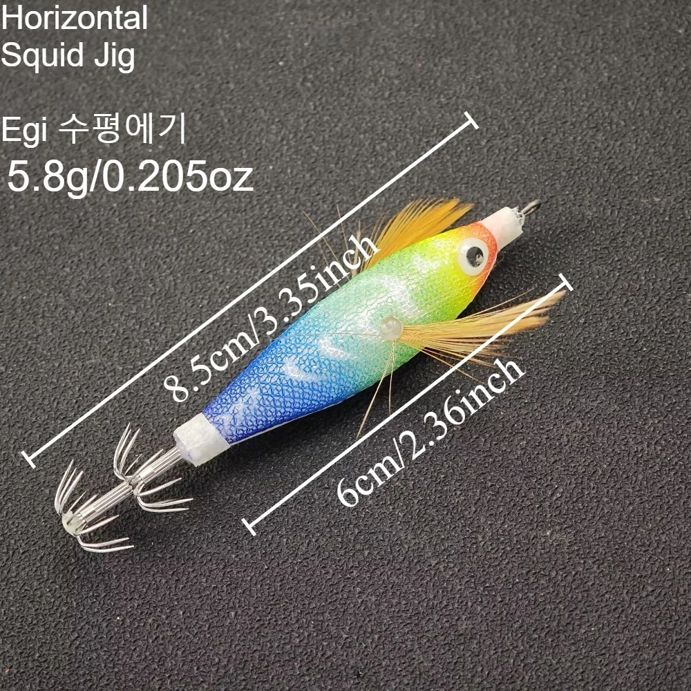 5pcs Glow in The Dark Horizontal Squid Jig 8.5cm UV Reflective Lure Sinking Egi Bait for Night Fishing Octopus Saltwater Tackle view 3