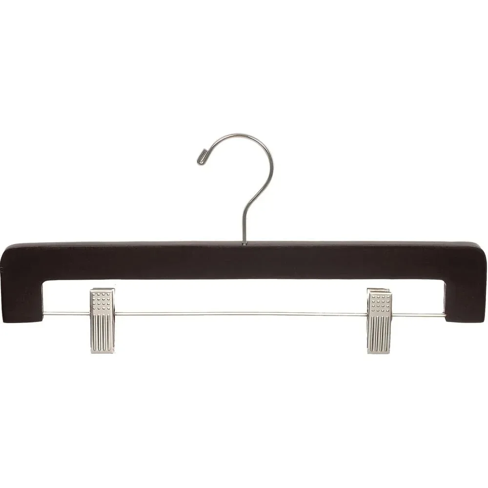 

Deluxe Wooden Bottom Hanger w/Clips, Espresso Finish with Brushed Chrome Hardware, Box of 25