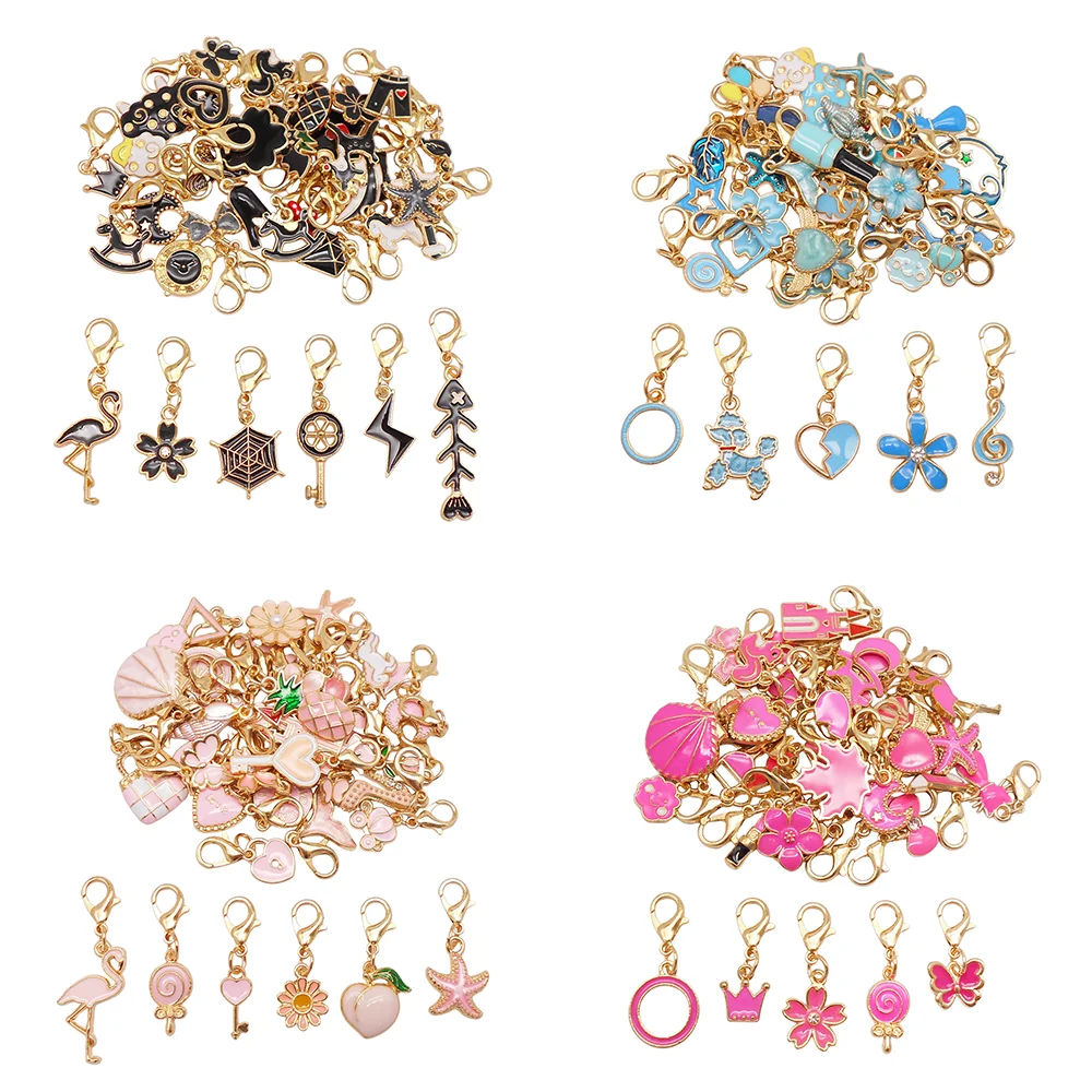 

30Pcs Mixed Enamel Alloy Charms Set Heart Flower Bowknot Pendants DIY Jewelry Making Accessories Handmade Craft Supplies