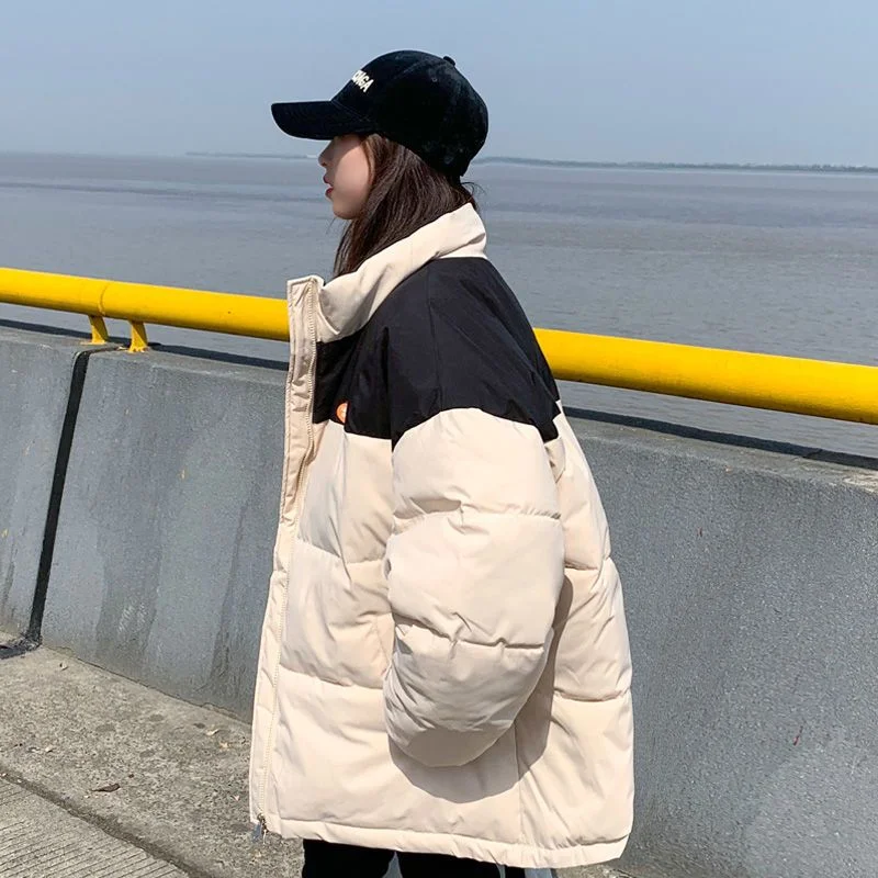 2023 New Women Down Cotton Coat Winter Bread Jacket Female Short Parkas Loose Thick Warm Outwear Solid Color Simplicity Overcoat