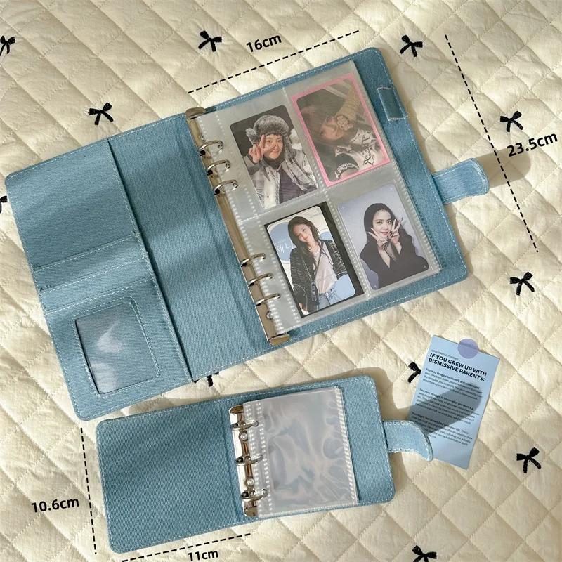 A5 A8 Blue Denim Fabric with Love DIY Binder Cover Notebook Cover Diary Agenda Planning Paper Cover School Stationery