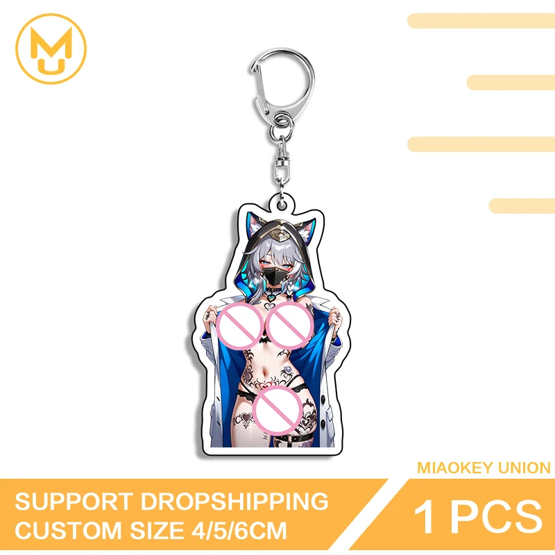 Oreilles de chat fille tatouage Honkai Star Rail chiffre gros seins étanche Double face acrylique porte-clés éblouissant nouveauté accessoires