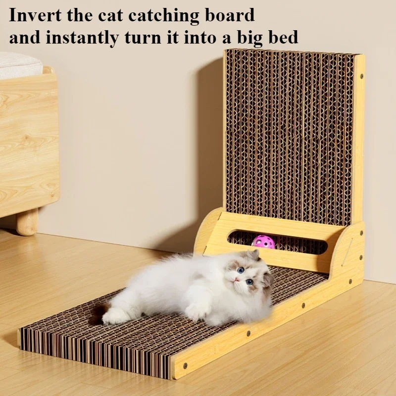 L-shaped Cat Scratching Board Cat Toys Wooden Wear-resistant and Scratch-resistant Post Cat Furniture Training Grinding Claw Toy