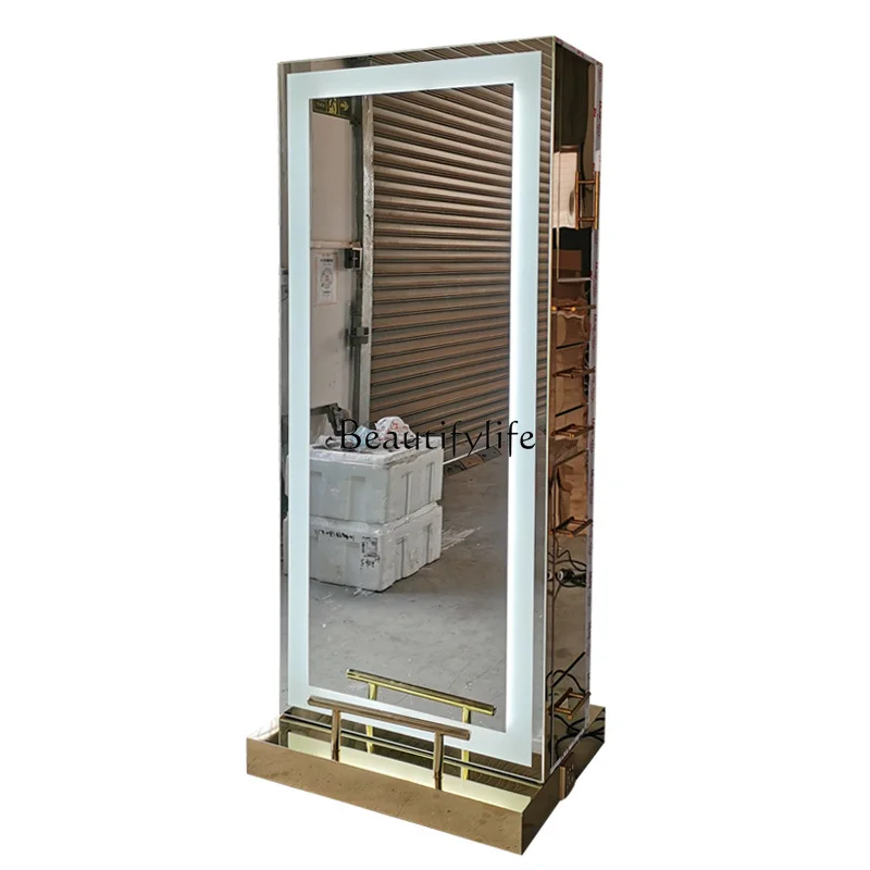 Simple Barber Shop Dressing Table for Hair Salon Wall-Mounted Single-Sided Hair Salon Mirror