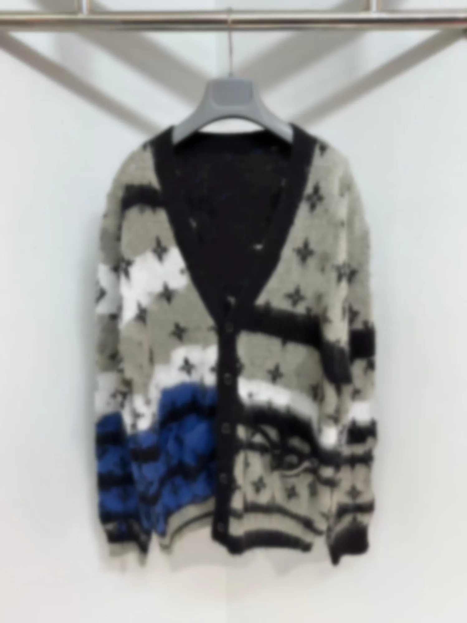 

V-Ne Camere Sweater Letter Contrast Color Match Casual Sle Long Sve Loose Fit Open Cardigan for Men And Women