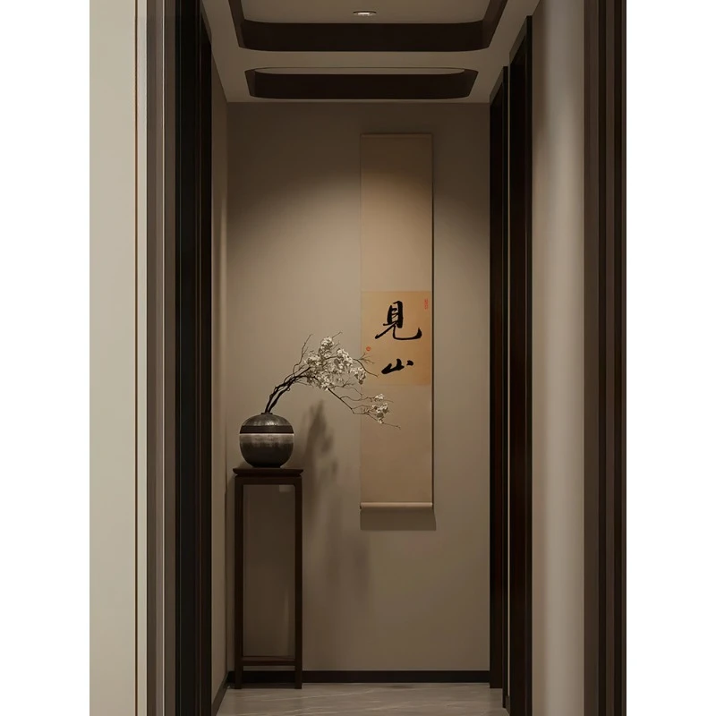 Chinese-style study Zen scroll decorative calligraphy and painting, homestay tea room entrance calligraphy hanging painting
