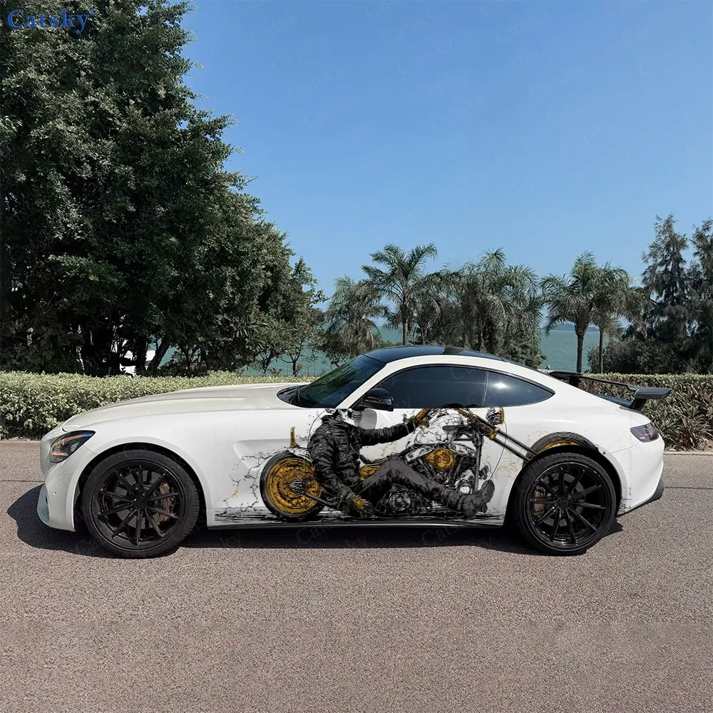 

Наклейки Skeleton Driver: Виниловая пленка для автомобиля с цветочным узором, полностью покрывающая кузов, скрывающая царапины, водонепроницаемая, защитная.