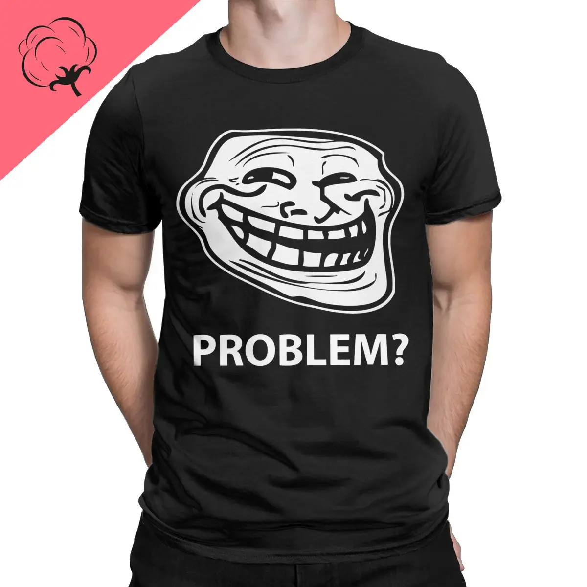 Trollface Meme Rage Comic Funny Troll Joke Internet T-Shirt Men 100% Cotton Tees Short Sleeve T Shirt Unique Clothing