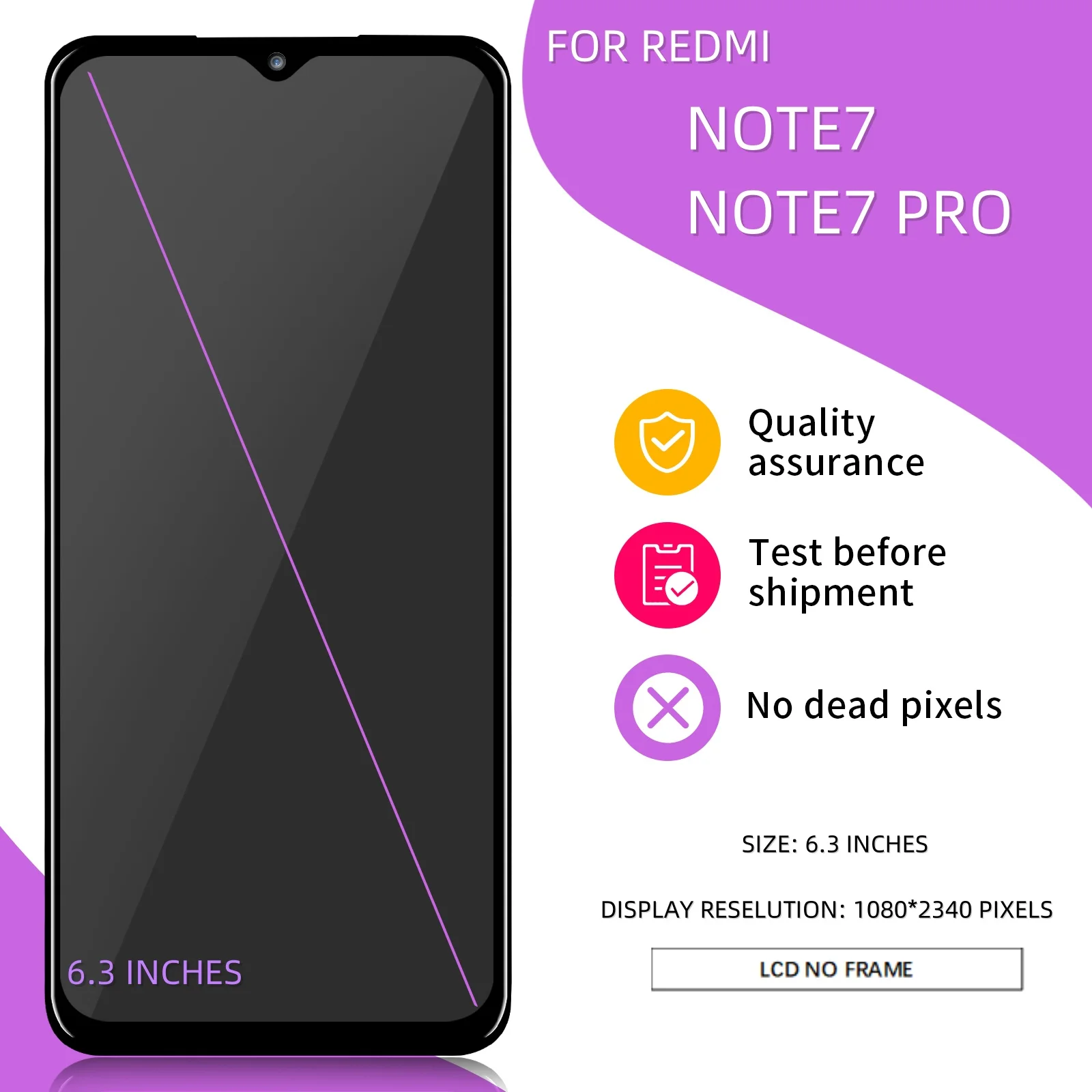 استبدال شاشة LCD تعمل باللمس ، تجميع محول رقمي ، mi Note 7 Pro ، M1901F7G ، reday"