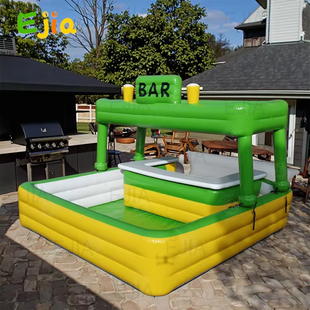 

Stock 15ft /4.5m Floating Water Inflatable Pool Bar Tent Event Bar Pool Giant Home Backyard Inflatable Bar Pool For Adult Summer