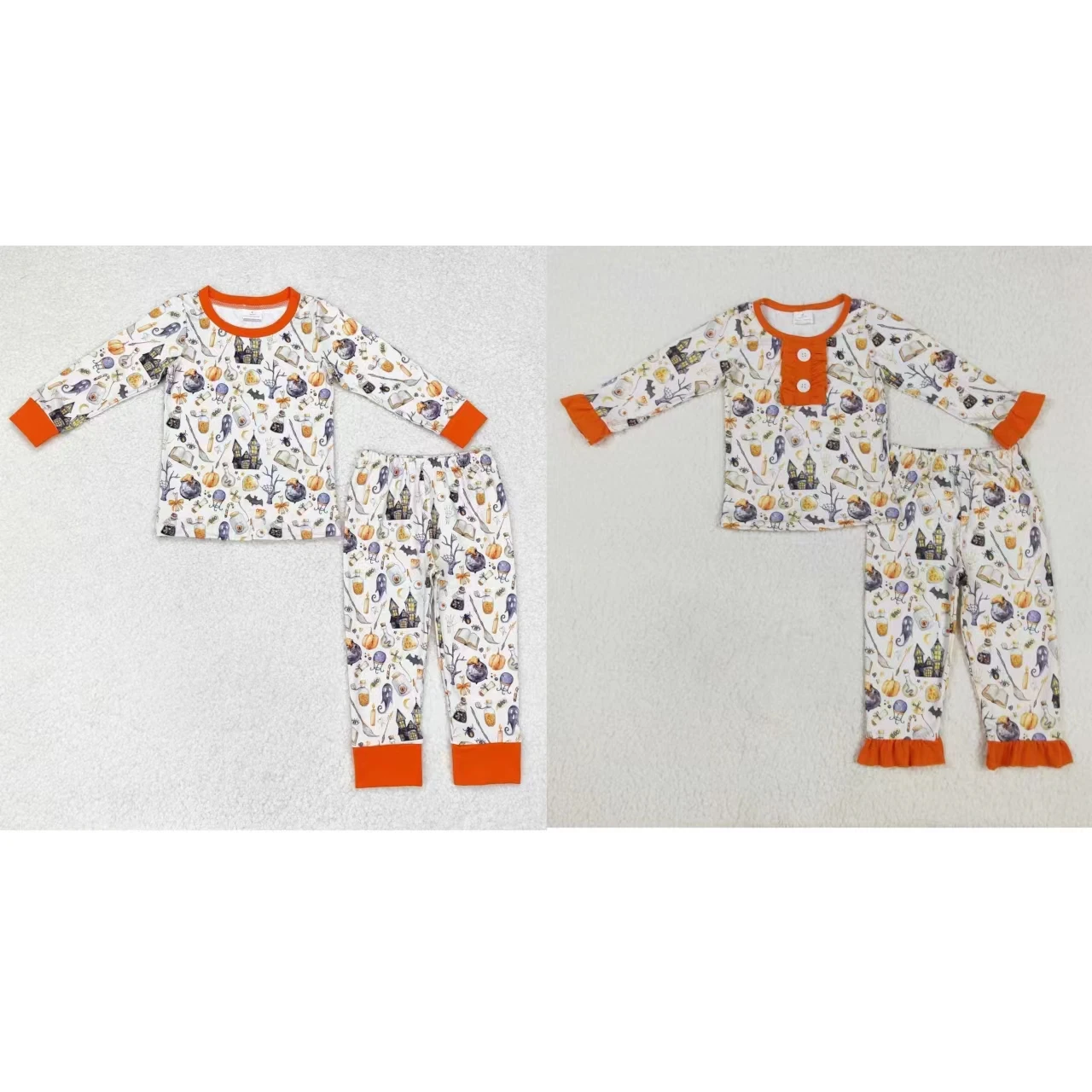 

Wholesale Children Long Sleeves Shirt Set Pants Kids Outfit Toddler Pajamas Baby Boy Girl Halloween Pumpkin Ghost Nightwear