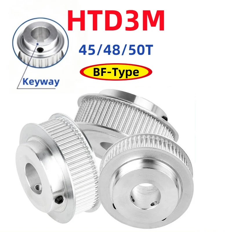 HTD-3M Timing Pulley 45/48/50 Teeth Bore 6~25mm BF-Type Synchronous Wheels 3D Printer Accessories Parts For Belt Width 10/15mm