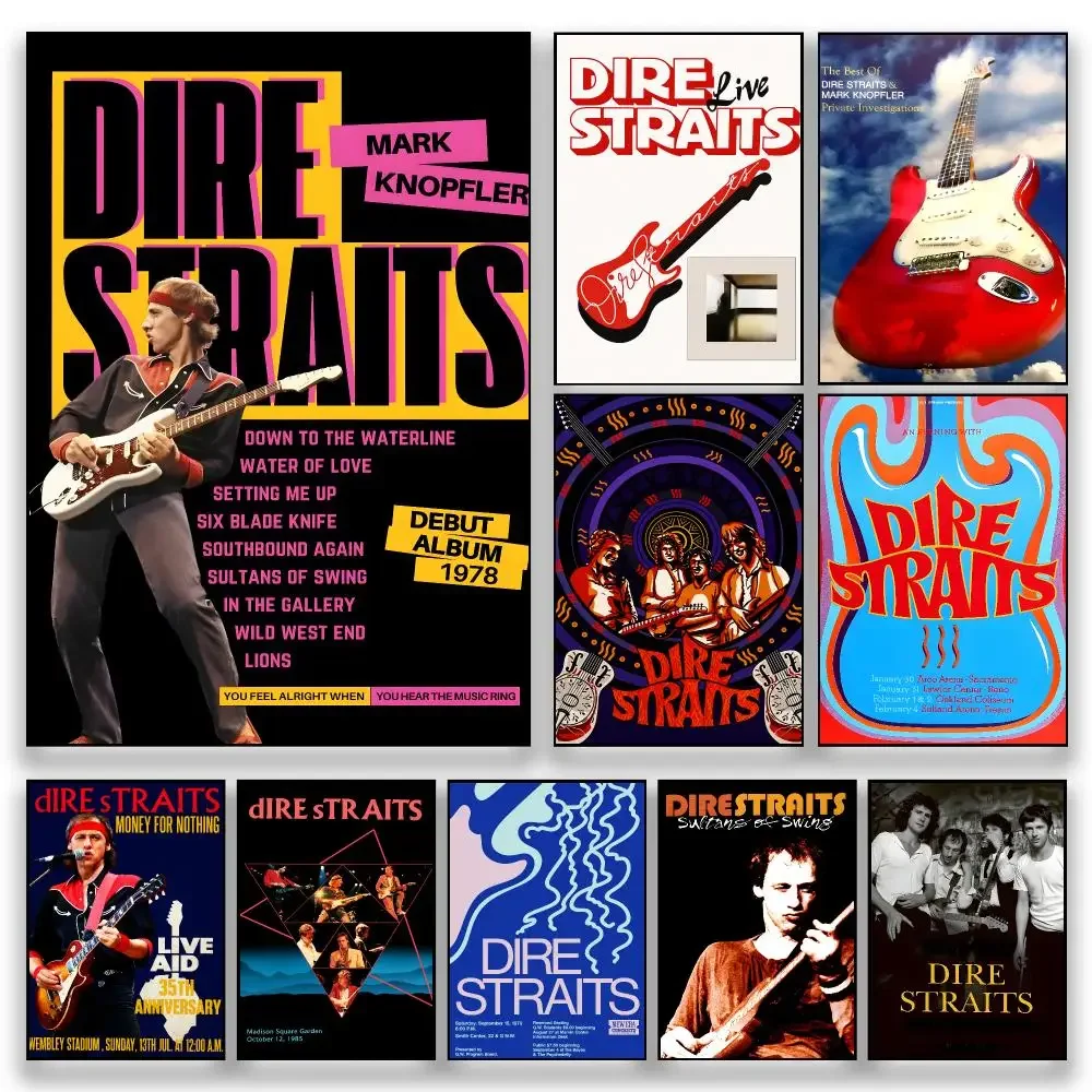 Music D-Dire Straits Iconic Singer Band Rock Indie Poster HD Wall Decor for Bedroom Living Room Dorm Bar Cafe Gift