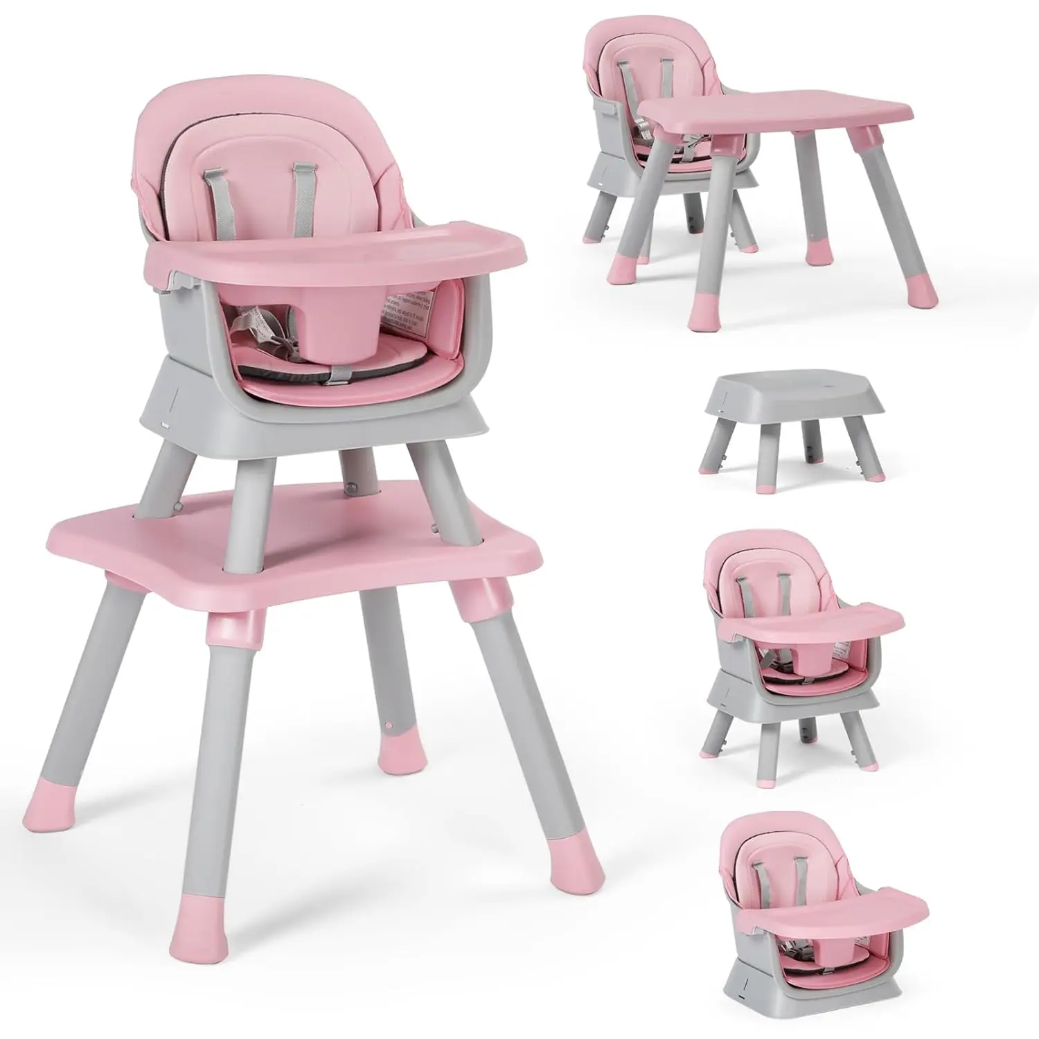 8 in 1 Convertible Highchairs for Babies and Toddlers, Children Dining Booster Seat/Kids Building Block Table f