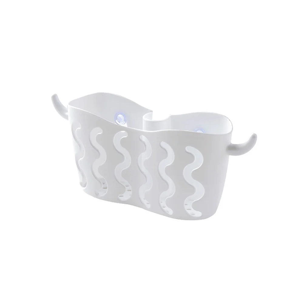 

Suction Cup Hanging Basket White Kitchen Storage Baskets Dish Drainer Mounted Cutlery Sucker Plastic Drain Rack Bathroom