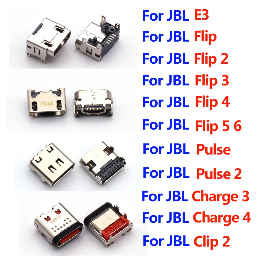 5 SZTUK dla JBL E3 Charge 3 4 Flip 6 5 4 3 Flip4 Flip3 Pulse Clip 2 Głośnik Bluetooth Port ładowania USB Wtyczka dokująca Złącze ładowarki