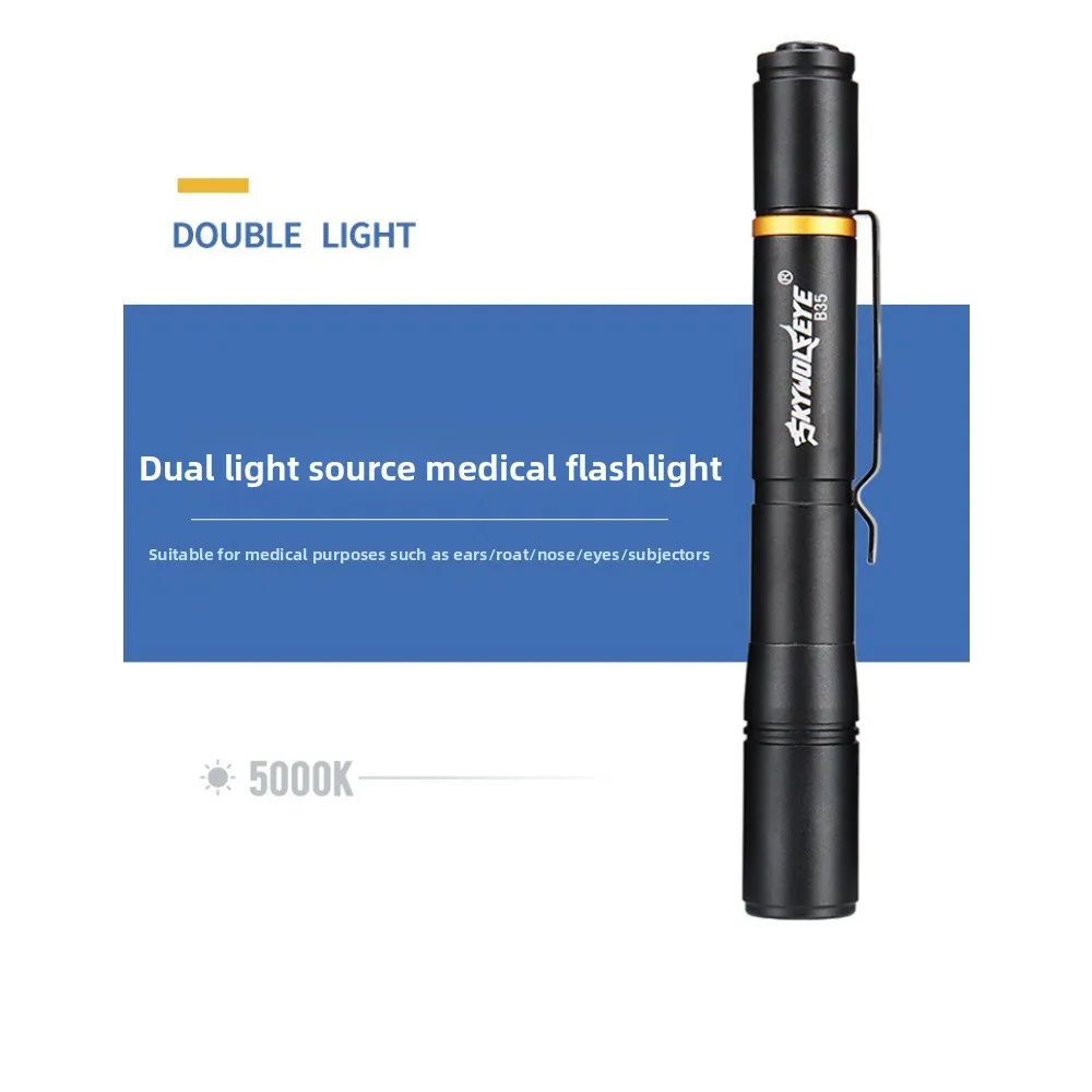 Tactical Pen Light  Rechargeable AAA LED Flashlight with Clip  Adjustable White  Amber Light Pocket Sized  Camping Hiking