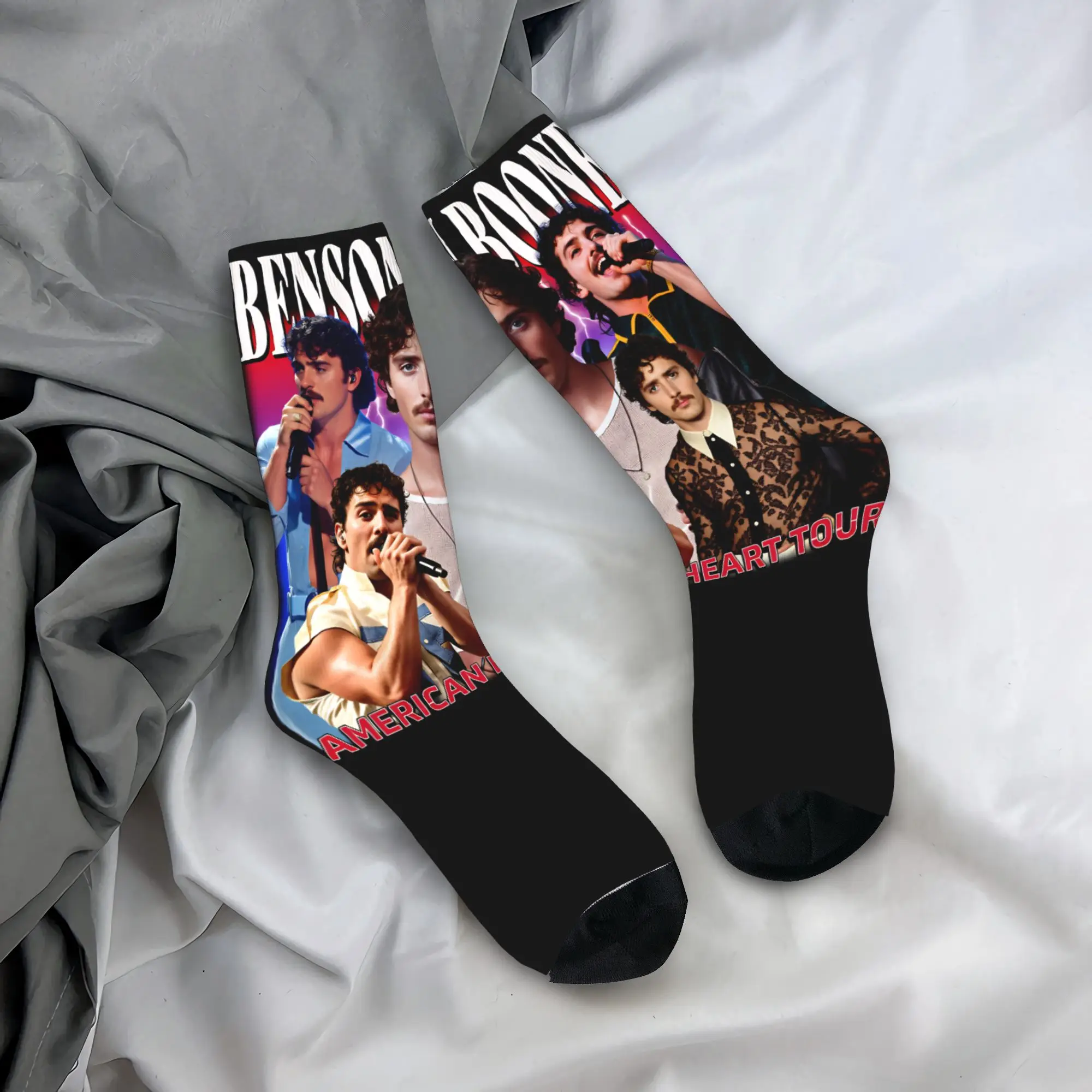 

Носки Benson Boone American Singer Socks Design, противоскользящие мужские носки, дышащие зимние забавные носки для бега