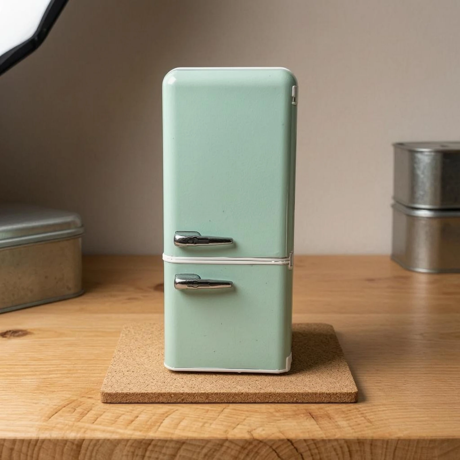 Dollhouse Refrigerator Interior Light Miniature Refrigerator Dollhouse Fridge Openable Door 1:12 Scale Fridge Silver Handles - view 4