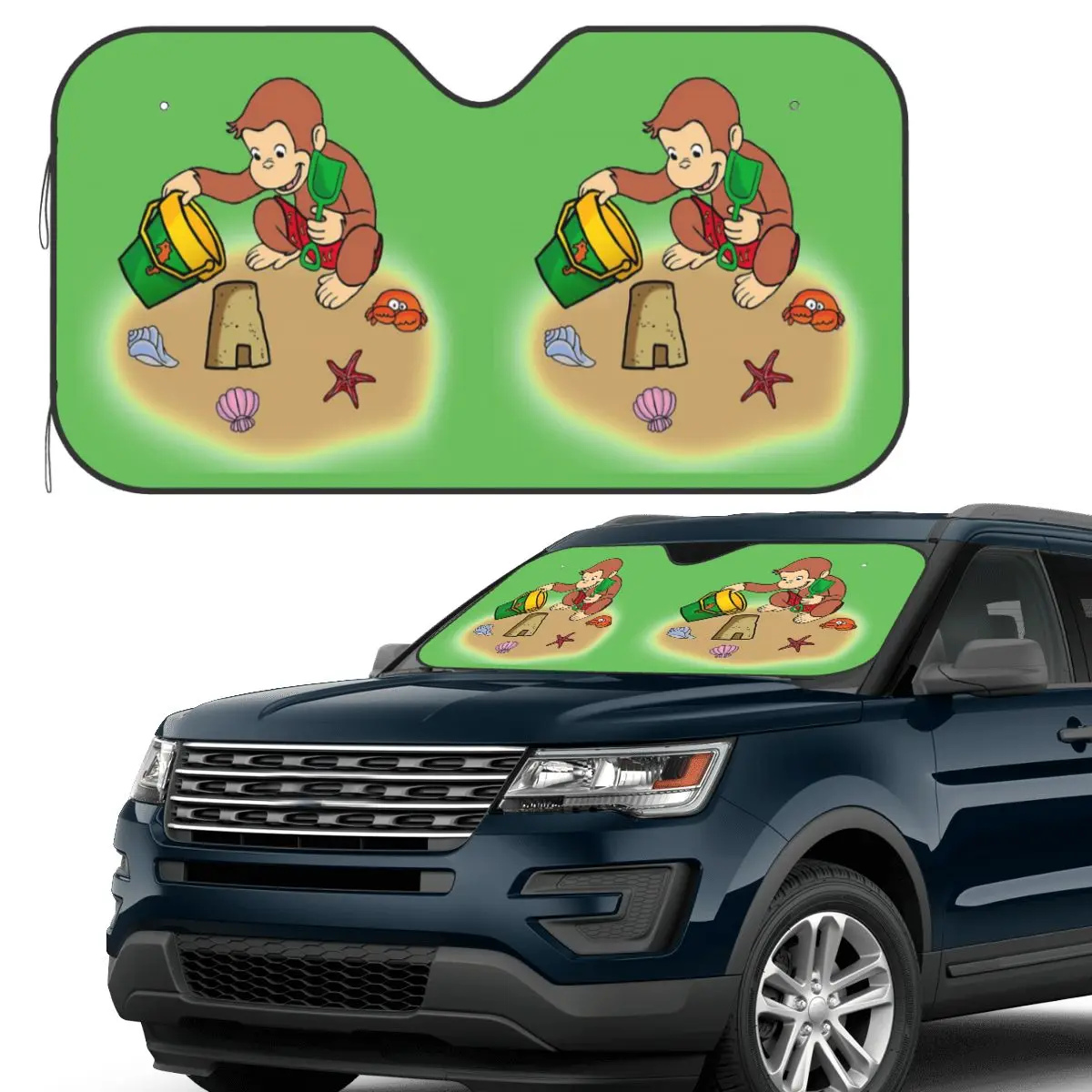 

Curious George Summer Sunshade Windscreen Car Front Windshield Window Sun Visor Accessories Covers