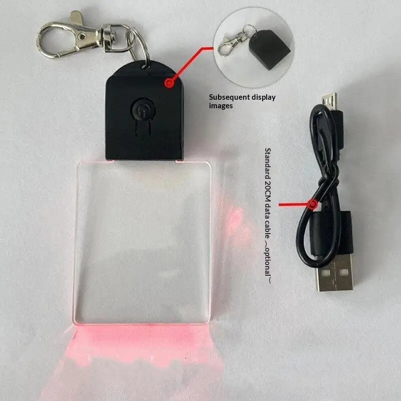 LED 3D Blank Acrylic Keychain RGB Colorful Night Light Key Pendant Lamp Wedding Christmas Decor Diy Gift Key Ring