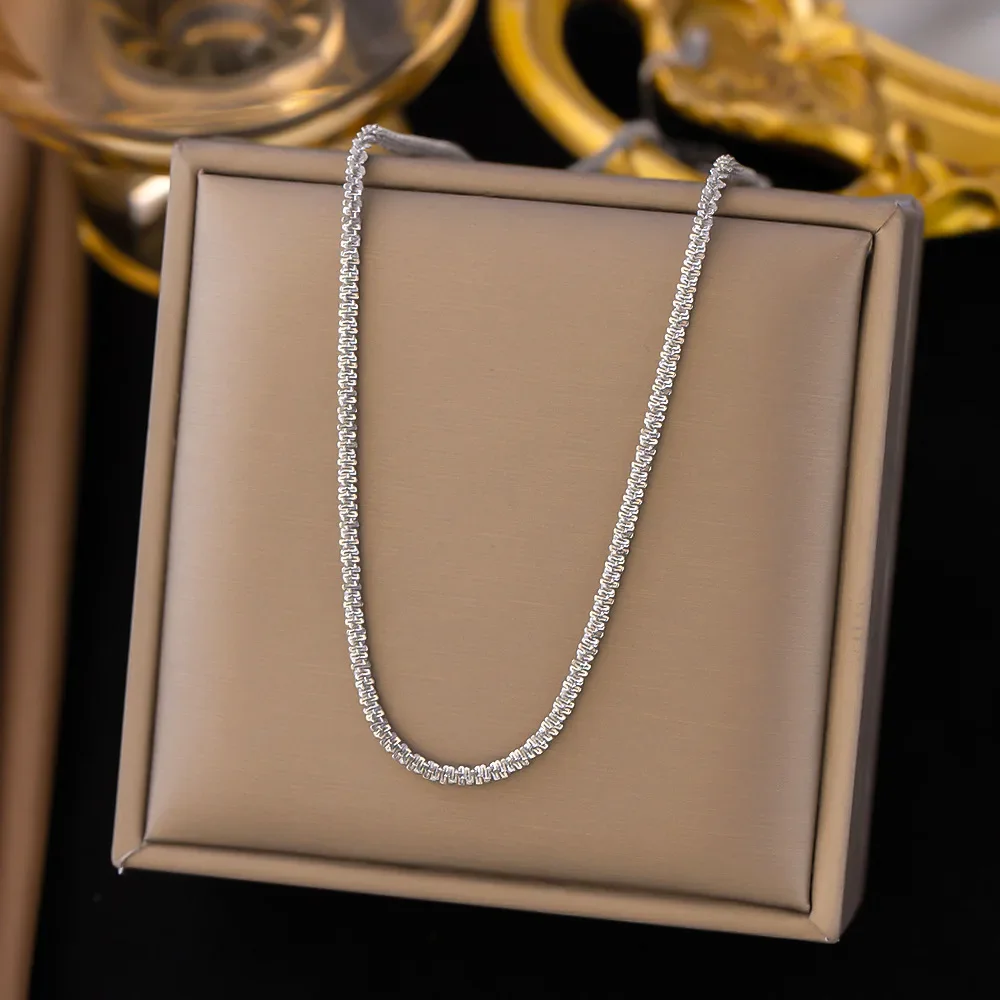 Stainless Steel Blinking Chain Necklace For Women Girls Gold Color Minimalism Choker Chain Wedding Birthday Party Jewelry Gifts