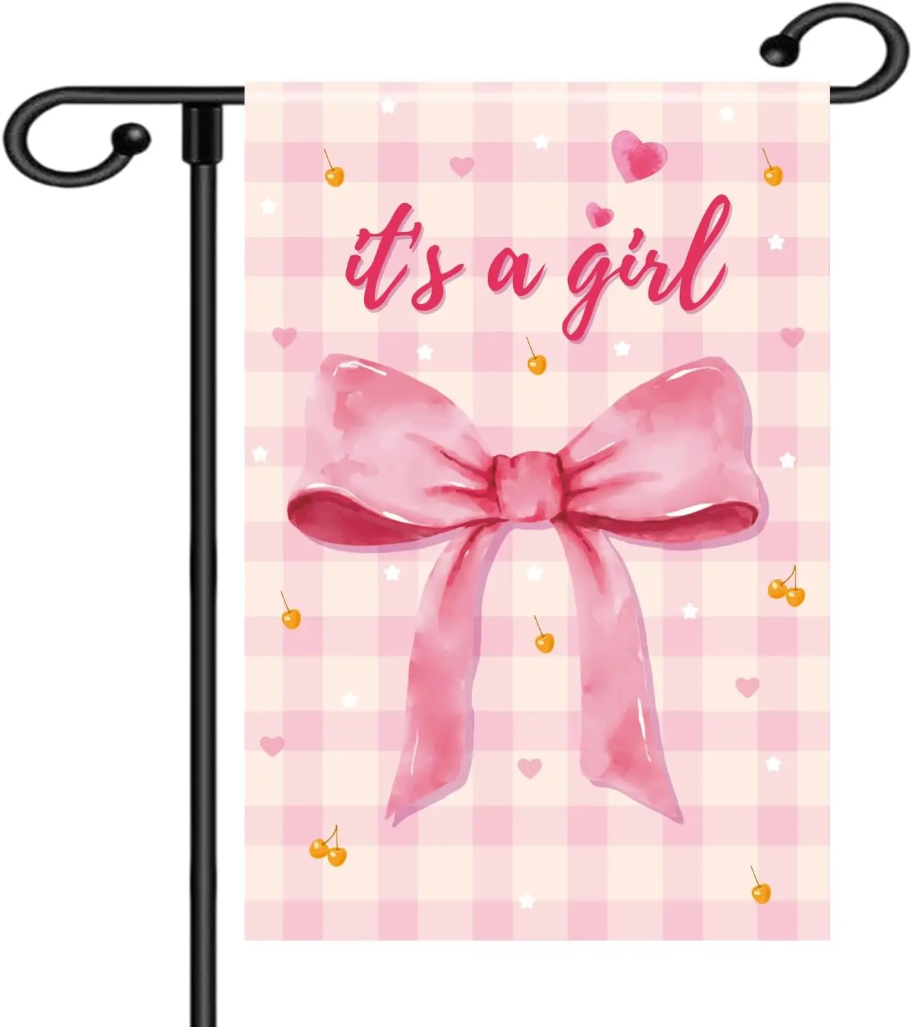 It’s A Girl Garden Flag, 45x30cm/18x12in Welcome Home Baby Girl Flag Announcement Gender Yard Reveal Newborn Decorations for ZZO
