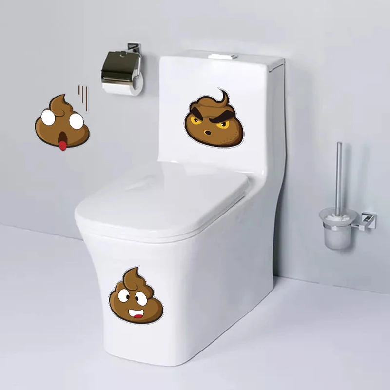 Funny Poop Toilet Stickers Vinyl Decals Wall Sticker Cute Poo Removable Waterproof Home Decoration Poster