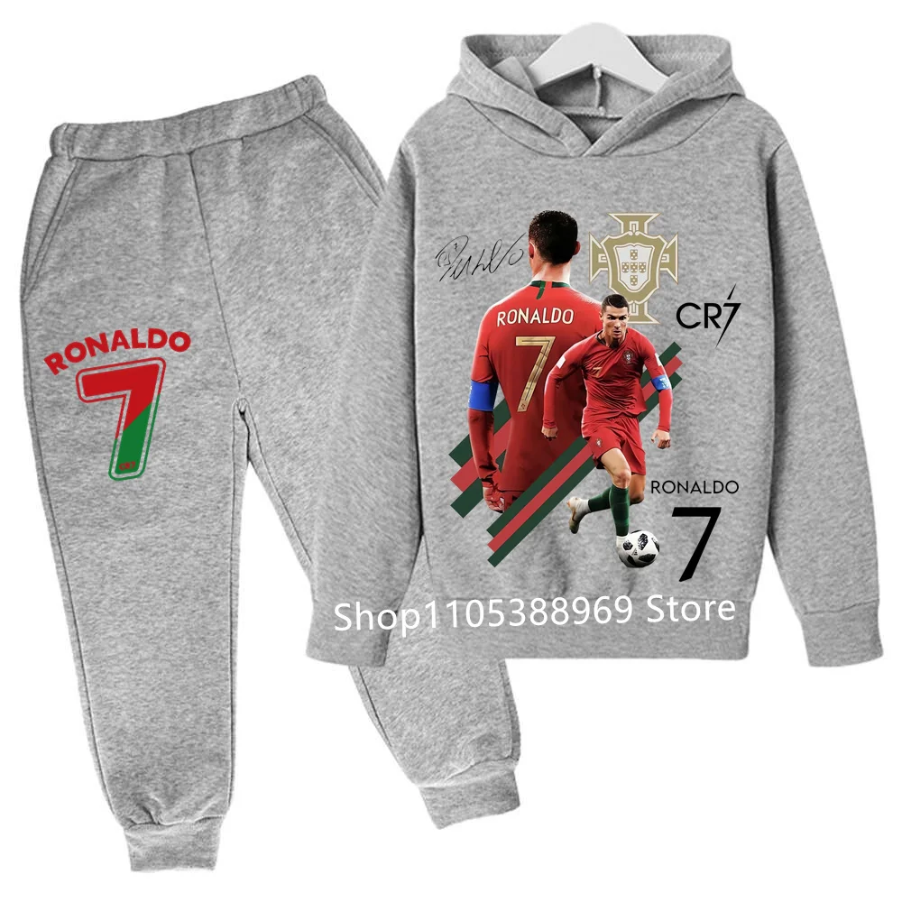Ronaldo CR7 Print Football Idol Clothing Children Hoodie 2pcs Set Pants Suit Kids Boys Tracksuit Girls Clothing Sport Tracksuits