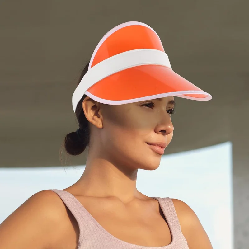 

Orange Dazzling Hollow Top Breathable Golf Cap UV Protection Factor 99% Open Visor Outdoor Seaside Vacation Hat