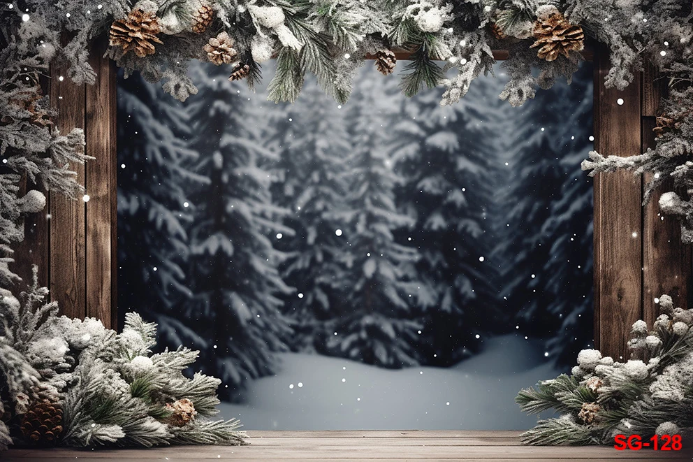 Buon natale inverno natale foresta fiocco di neve regalo albero di natale Retro tavola di legno festa per bambini Baby Shower photochask Studio