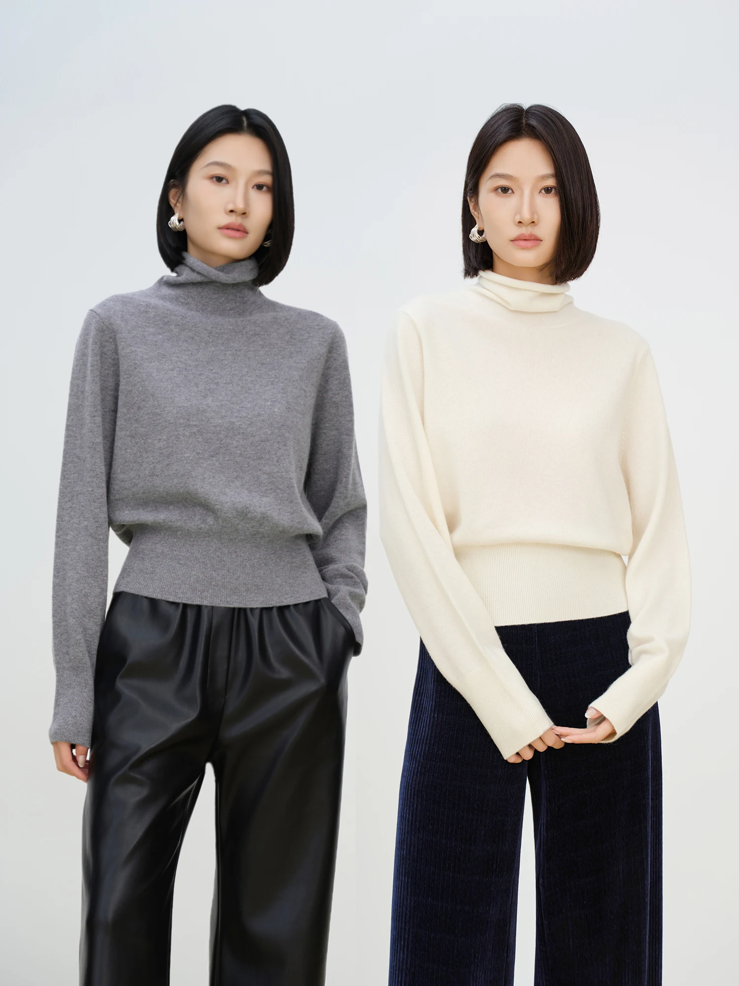 

Thiened Warm Classic High Collar Women's Woolen Sweater Base Layer Inner Wear Soft Long Sve Knitted Wool 00%