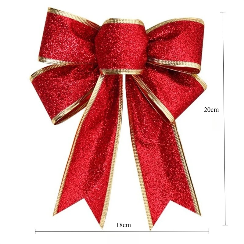 عيد الميلاد Bowknots كبيرة لطيف كبير التألق الأحمر الانحناء شجرة عيد الميلاد الديكور الحرفية لوازم شجرة الديكور القوس الحلي #6