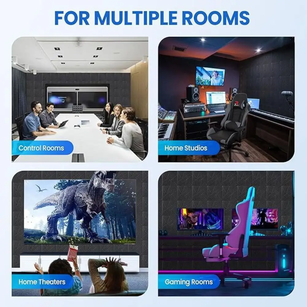 Self-Adhesive Acoustic Panels High Density Polyester Fiber Soundproof Panels Noise Reduction Square Shape Wall Stickers