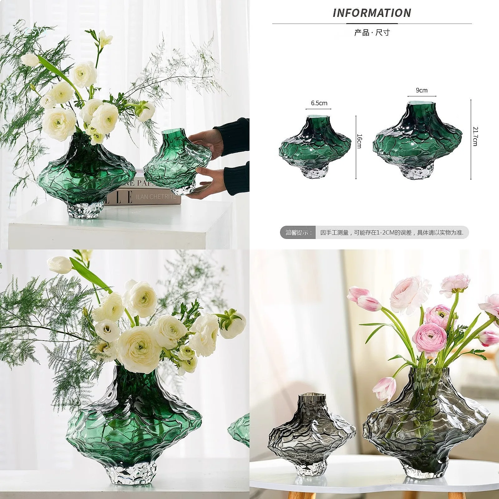 Creative Nordic Ins Canyon Vase Irregular Glass Home Living Room Decoration High Quality