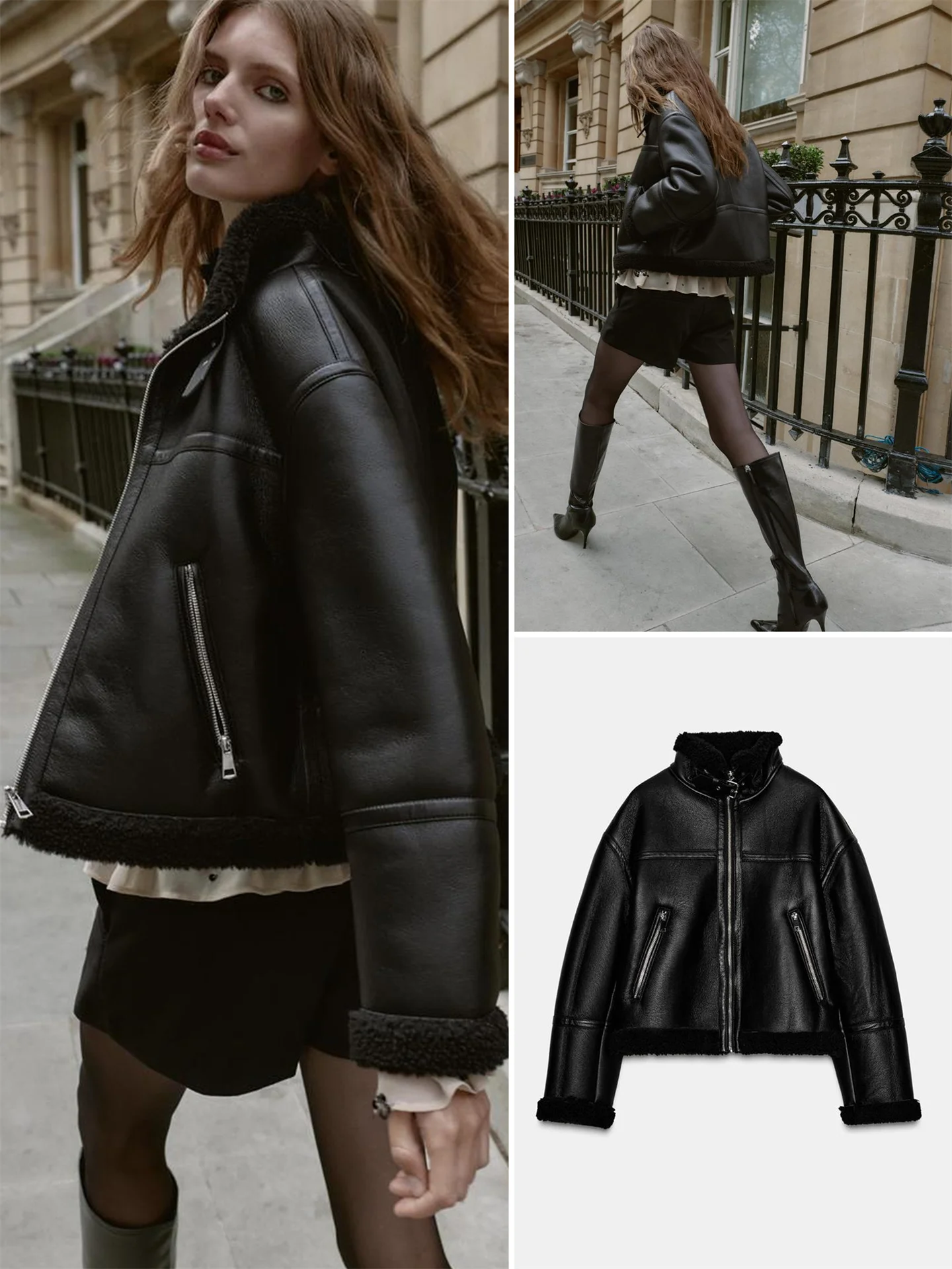 على الوجهين Fce سستة طويلة Sve الوقوف طوق Jaet المرأة شتاء جديد وصول معطف جلد عادية Sle بولي Leather الجلود