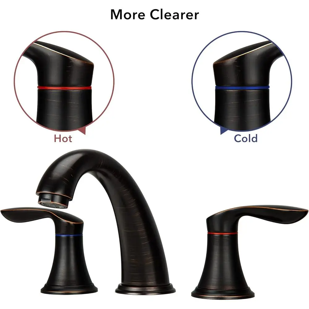 صنبور حوض الحمام ذو 3 فتحات من البرونز المطلي بالزيت على نطاق واسع مع تصريف منبثق من الفولاذ المقاوم للصدأ وخرطوم خالي من الرصاص (عبوة من قطعتين) #5