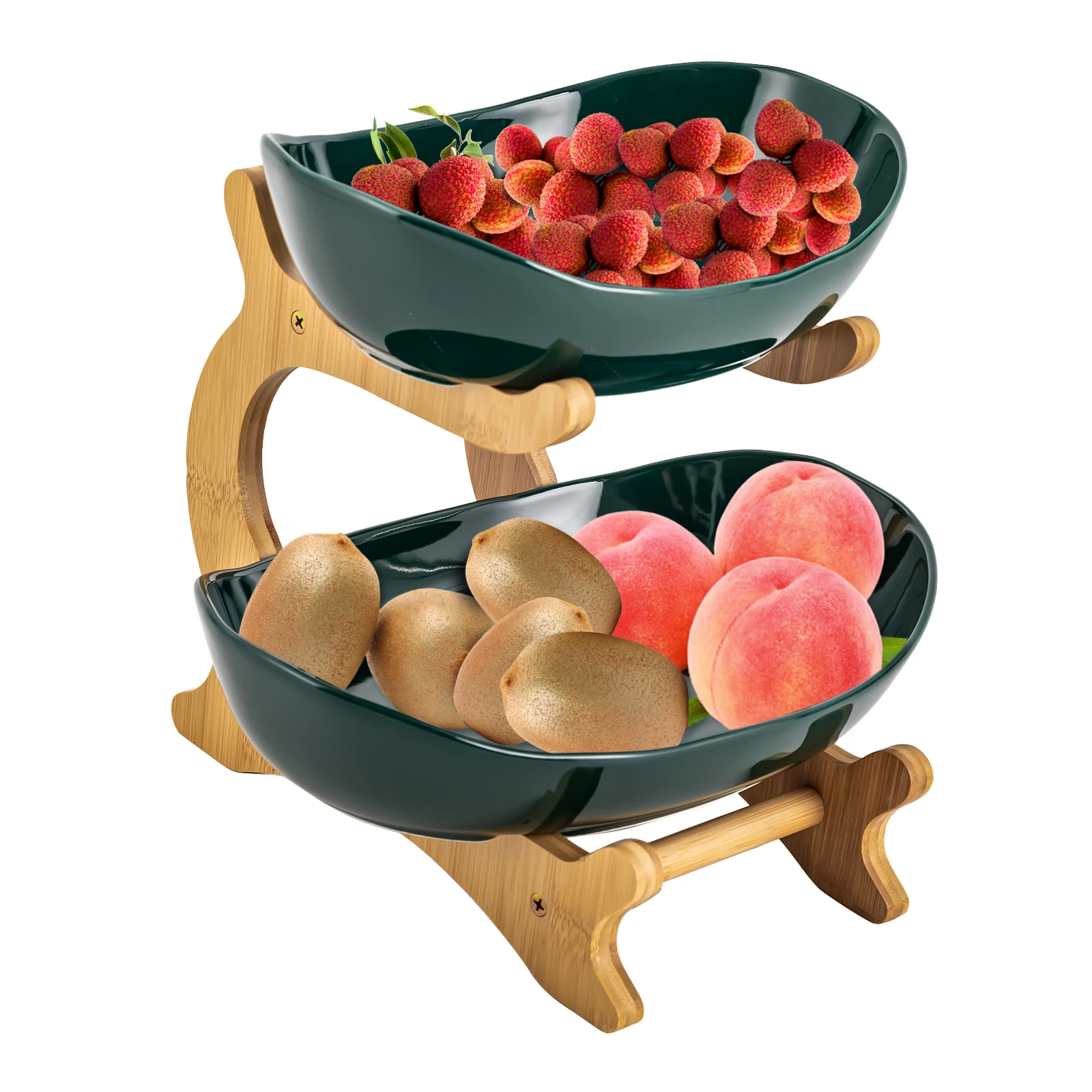

2-х уровневая корзина с фруктами, ваза с фруктами для кухонной стойки, 2-уровневая декоративная подставка для фруктов для овощей и закусок