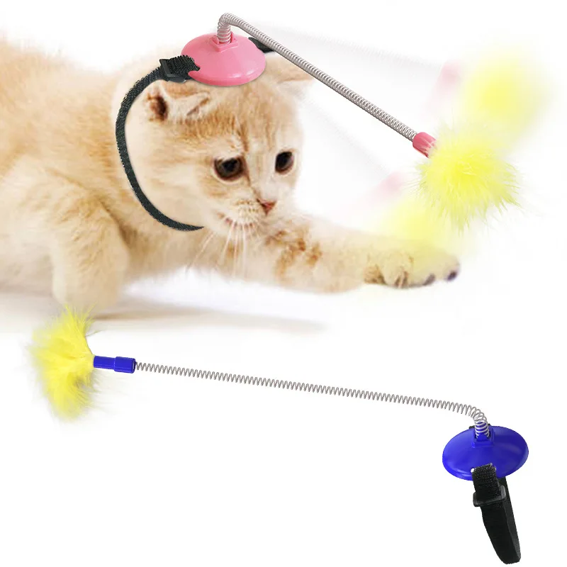 

Adjustable Cat Collar Interactive Funny Free Hands Cat Teaser Stick with Feather Toys Wand for Cats Kitten Pet Products