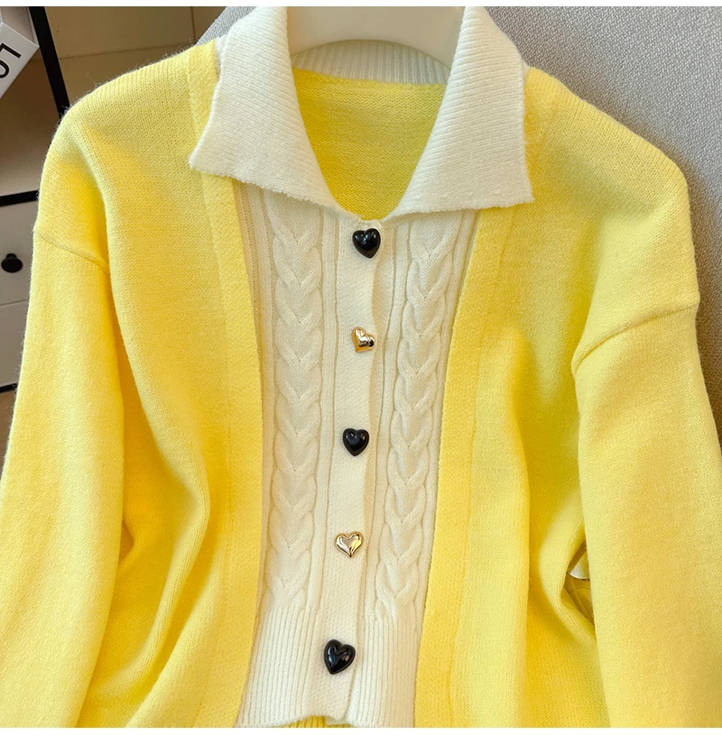 새로운 가을 긴팔 패션 여성 가디건 스웨터 니트 코트 턴다운 칼라 싱글 브레스티드 한국 캐주얼 여성 상의