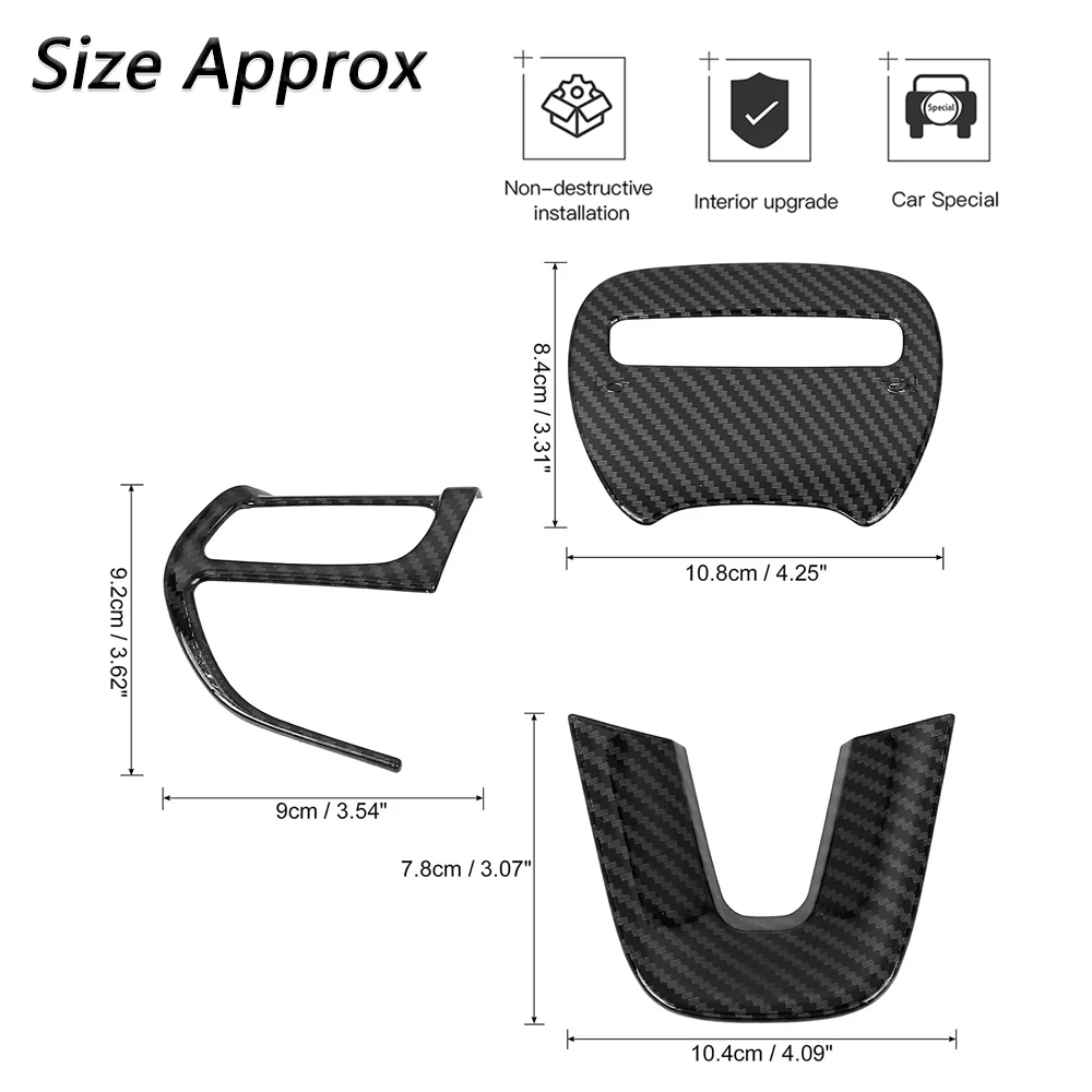 Lenkrad Dekoration Abdeckung Trim für Dodge Challenger Dodge Charger 2015-2023 Carbon Fiber Innen Auto Aufkleber Zubehör