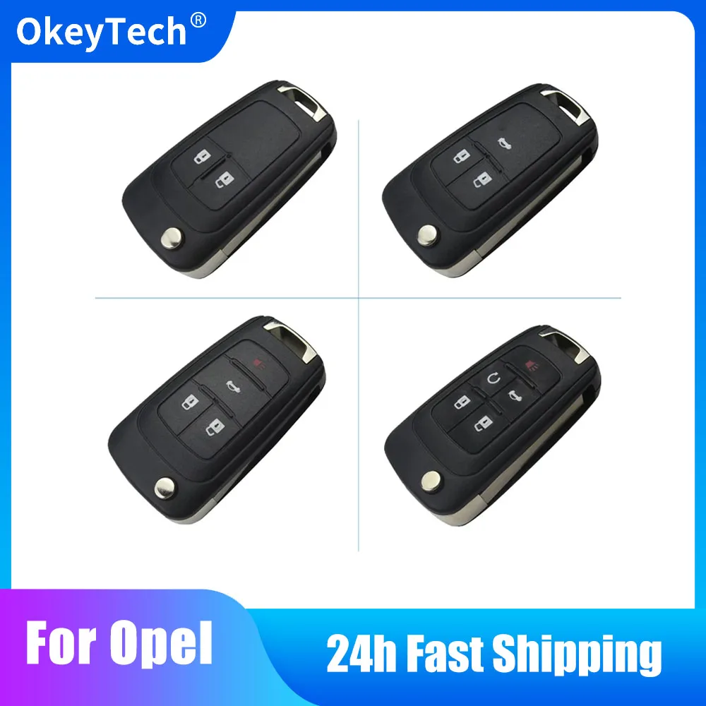 

OkeyTech 2/3/4/5 BTN Flip Remote Key Case Shell for VAUXHALL OPEL Insignia Astra J Zafira C Mokka Car Control Fob Cover Housing