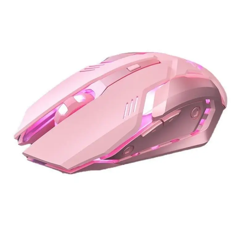 

Pink RGB Wireless Charging Mouse for E-Sports Gaming Optical Bluetooth Mouse with Colorful Luminous Feature 1000dpi Resolution
