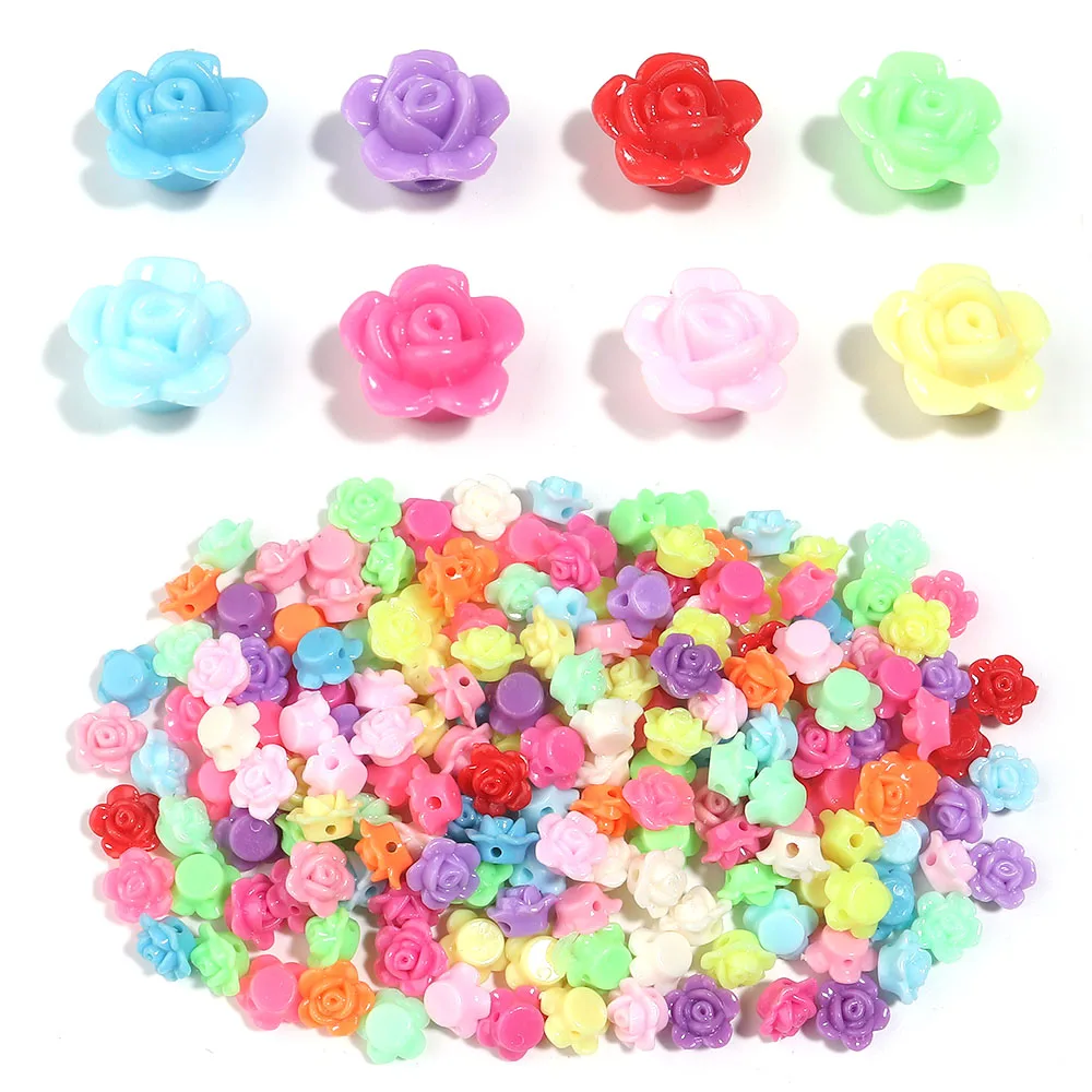 50 Stück/Packung Kunststoff-Blumenperlen, dekorative florale strukturierte Perlen für Schmuckherstellung, DIY-Armband, Halskette, Kunsthandwerk, Zubehör