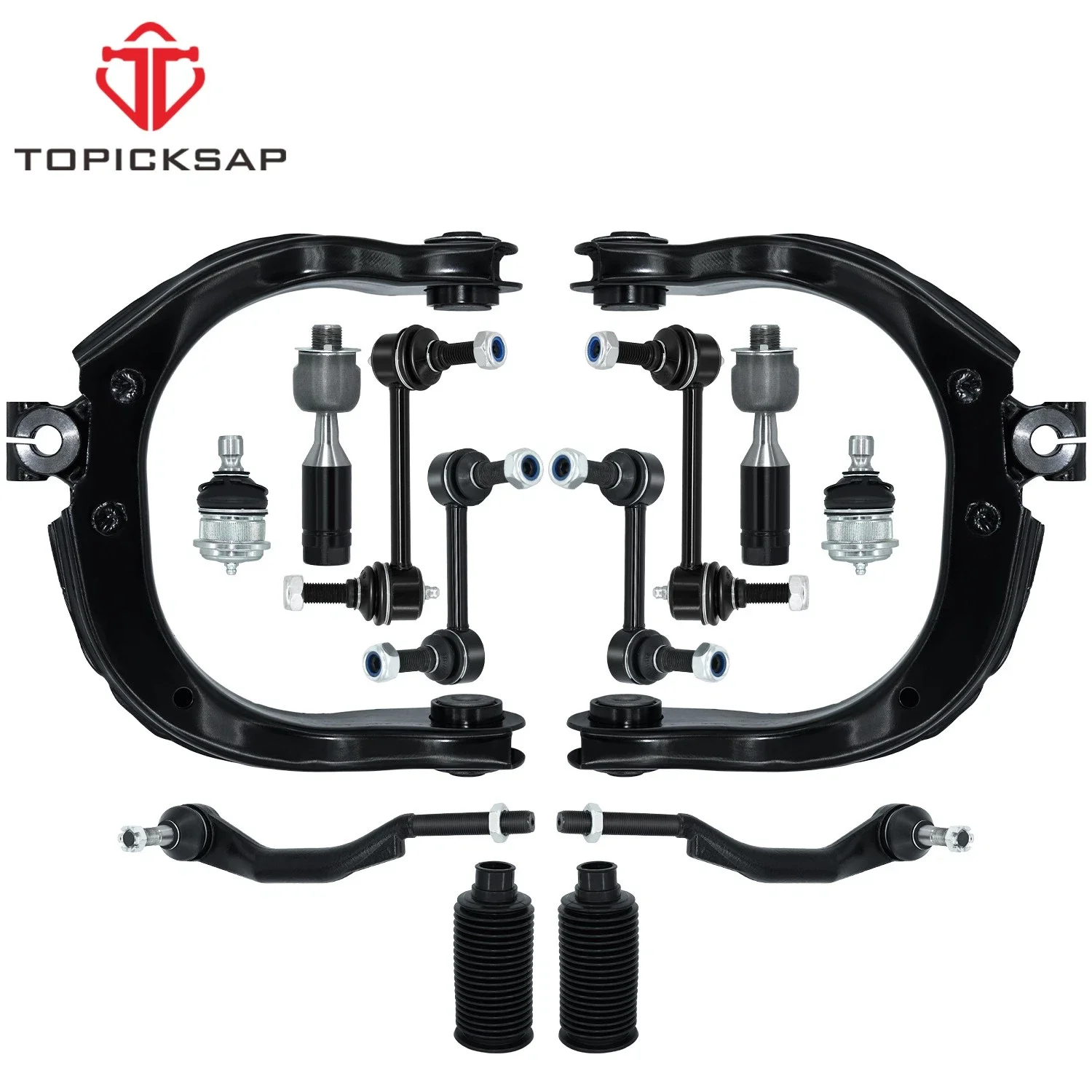 TOPICKSAP 14pcs Front Upper Lower Control Arm Ball Joint Tie Rod Suspension Kit for BUICK RAINIER Chevy GMC 2004 -2005 2006 2007