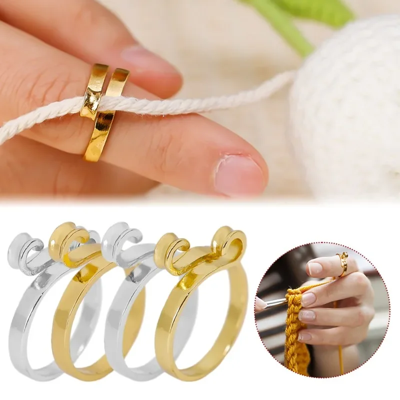 2/1Pcs Knitting Loop Crochet Shape Open Rings Adjustable Finger Wear Thimble Yarn Guide Loop Tool DIY Apparel Sewing Accessories